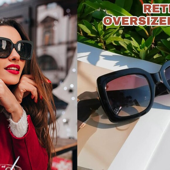 Oversized Square Frame Sunglasses Retro Vintage Trendy Y2K Chic Shades main image 5